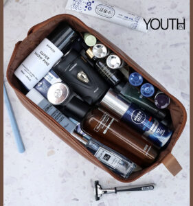 This is a top view photo for a man toiletry bags style# yt0199