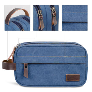 This is a detail photo for a Blue denim toiletry bags style#yt0202
