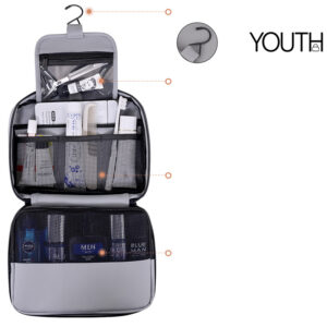 This is a open hanging view photo for a hanging toiletry bag style#yt0204