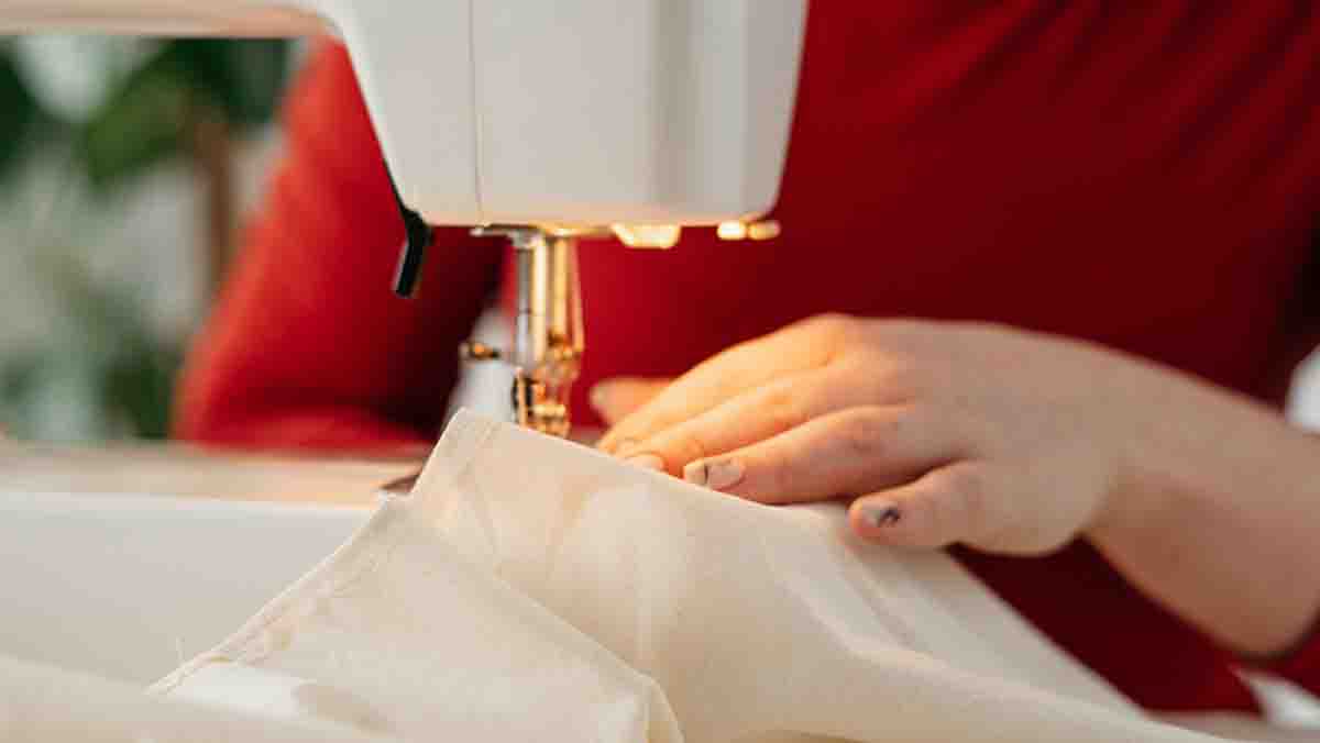 This is a photo showing the sewing process in the bulk production,