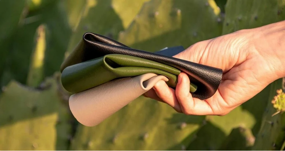 3 colors of vegan leather materials from natrual raw materials