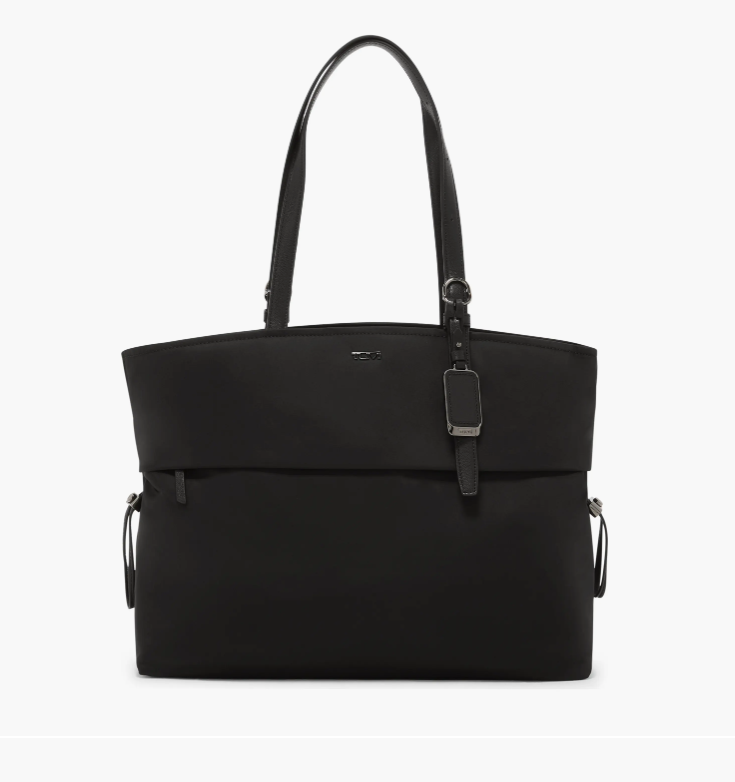 This is a front view of a black tumi work tote 1